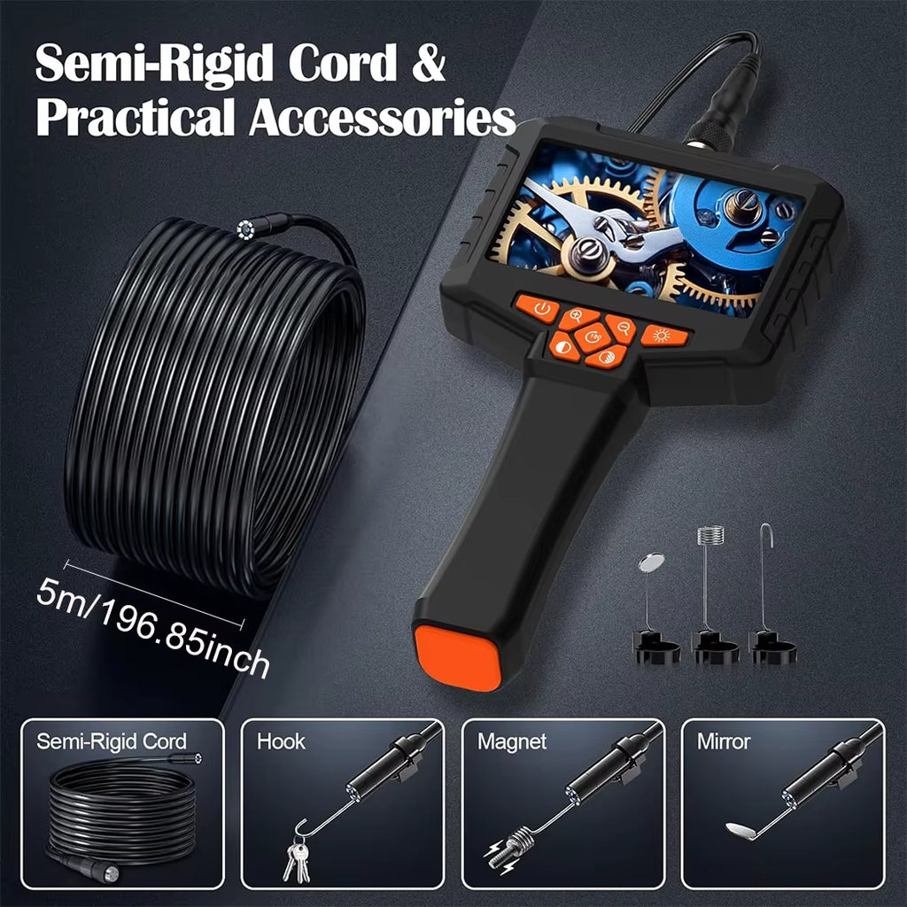 Portable Professional 5M 4.3 Inch IPS Screen Handheld Industrial Endoscope Camera 8Mm Len IP67 Inspection Camera for Home Car